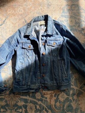 Madewell Medium Blue Denim Jacket with Copper Buttons